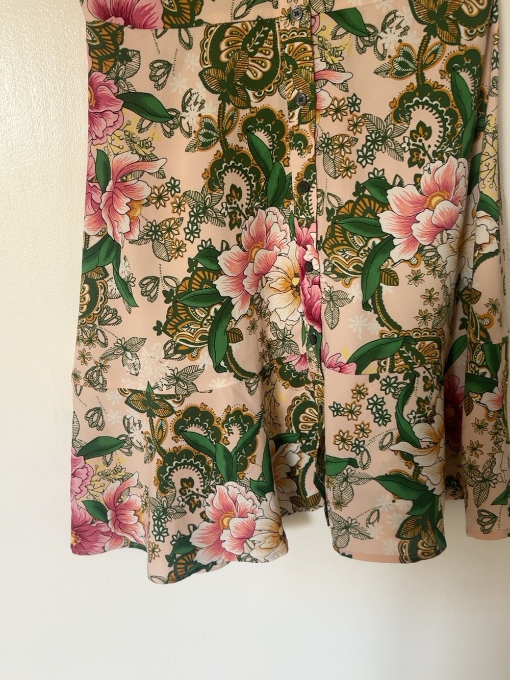 LOFT Floral Fit & Flare Dress Pink Green Size 0 - Picture 5 of 11